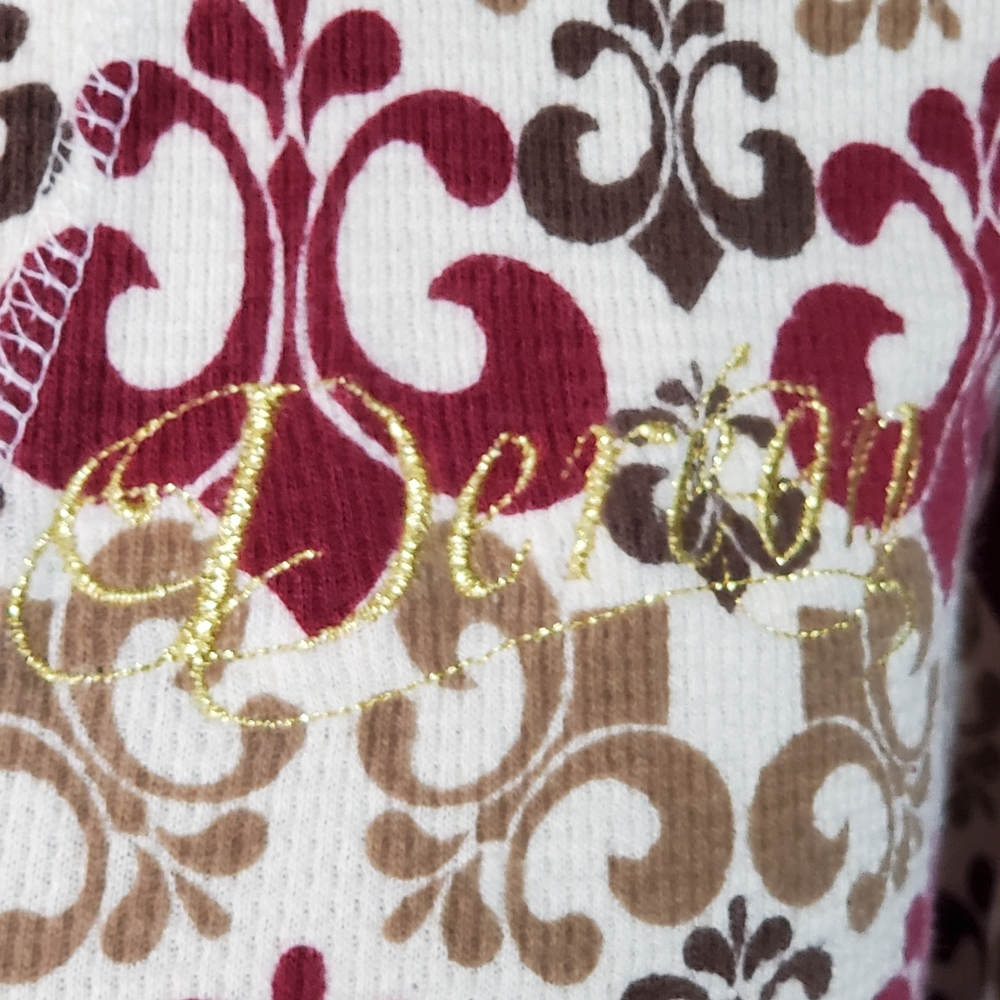 Dereon Cotton Thermal Zip Up Hoodie Burgundy Brown Gold Women's Size XL - Picture 3 of 10